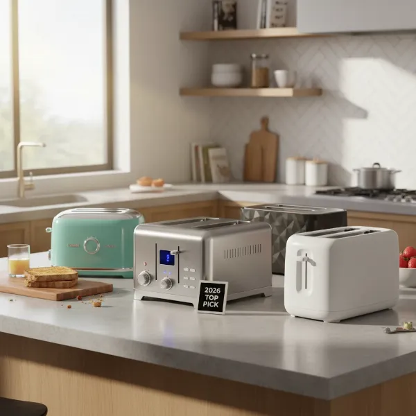 A collection of top 2-slice toasters for 2026, highlighting diverse designs and features.