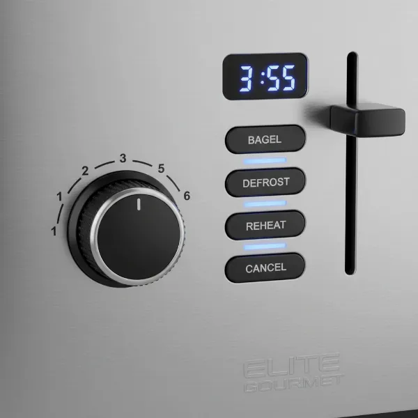 Elite Gourmet toaster control panel functions settings LED display