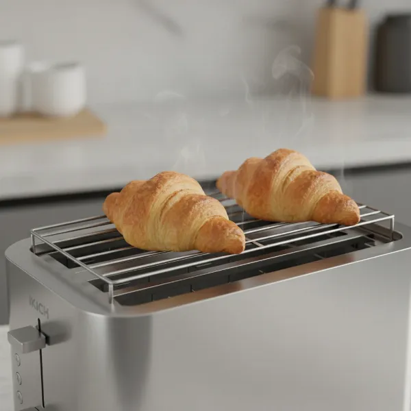Ikich toaster with integrated warming rack heating croissants