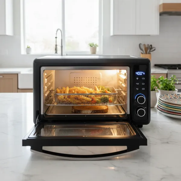 Versatile air fryer toaster oven baking, roasting, and toasting, a kitchen powerhouse.